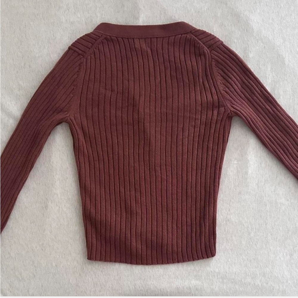 Wilfred Deep Red Ribbed Cardigan - Picture 2 of 3